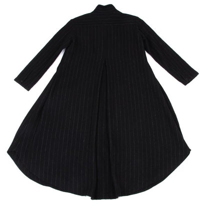 Y's Wool Brushed Stripe Stand Collar Dress Black Size 2