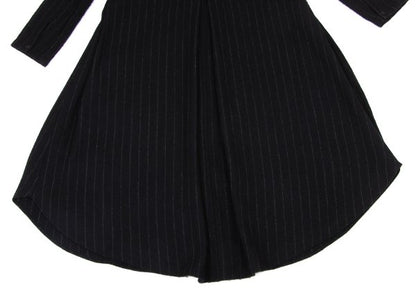 Y's Wool Brushed Stripe Stand Collar Dress Black Size 2