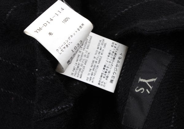 Y's Wool Brushed Stripe Stand Collar Dress Black Size 2