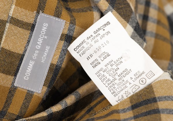 COMME des GARCONS HOMME Wool Check Shirt Yellow Size L