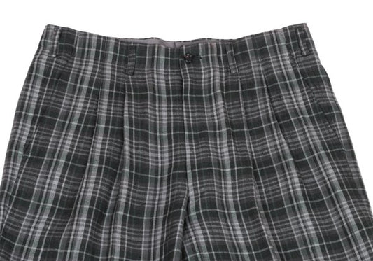 COMME des GARCONS HOMME Linen Check Gray Green Pants Size L