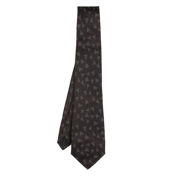 COMME des GARCONS HOMME Geometric Pattern Silk Tie Brown