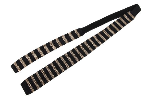 CDG Homme Cotton Border Knit Tie Black Beige