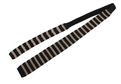 CDG Homme Cotton Border Knit Tie Black Beige
