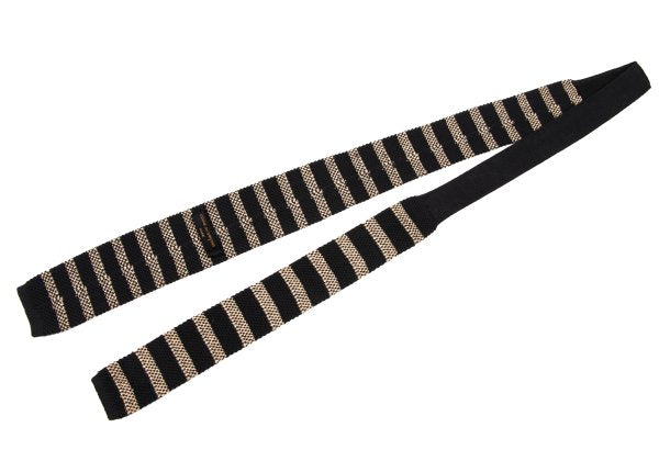CDG Homme Cotton Border Knit Tie Black Beige