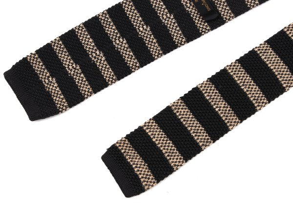 CDG Homme Cotton Border Knit Tie Black Beige