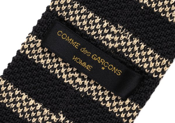 CDG Homme Cotton Border Knit Tie Black Beige