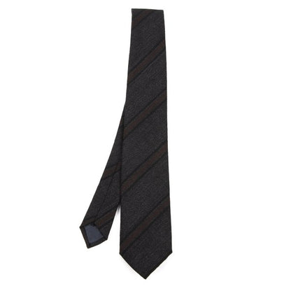 COMME des GARCONS HOMME Regimental Wool Charcoal Bordeaux Tie