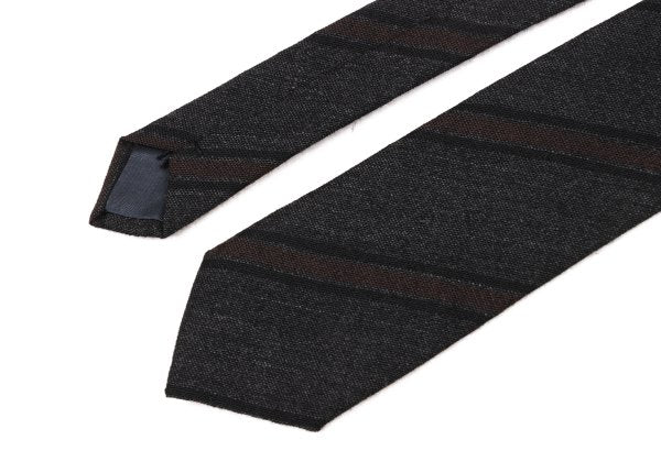 COMME des GARCONS HOMME Regimental Wool Charcoal Bordeaux Tie