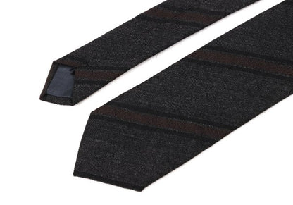 COMME des GARCONS HOMME Regimental Wool Charcoal Bordeaux Tie