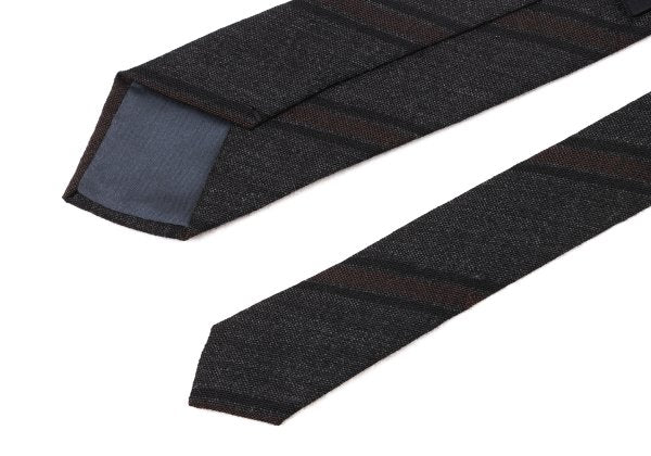 COMME des GARCONS HOMME Regimental Wool Charcoal Bordeaux Tie