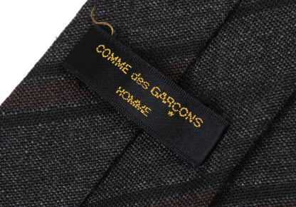 COMME des GARCONS HOMME Regimental Wool Charcoal Bordeaux Tie