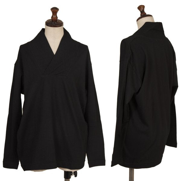 Plantation Shadow Stripe Cowl Neck Long Shirt Black Size M
