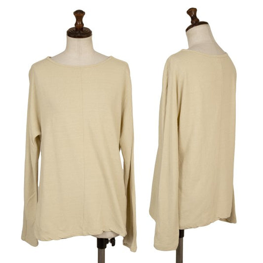Plantation Cotton Linen Center Seam Long Shirt Beige Size M