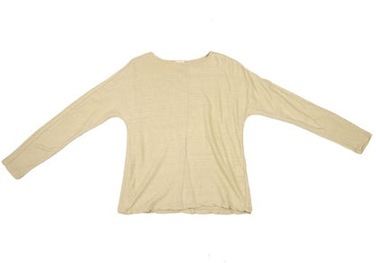 Plantation Cotton Linen Center Seam Long Shirt Beige Size M