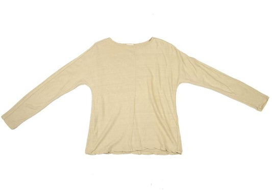 Plantation Cotton Linen Center Seam Long Shirt Beige Size M