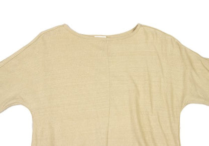 Plantation Cotton Linen Center Seam Long Shirt Beige Size M