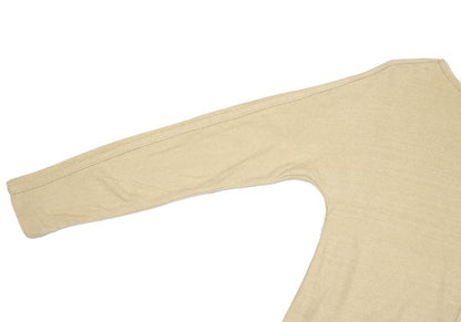 Plantation Cotton Linen Center Seam Long Shirt Beige Size M