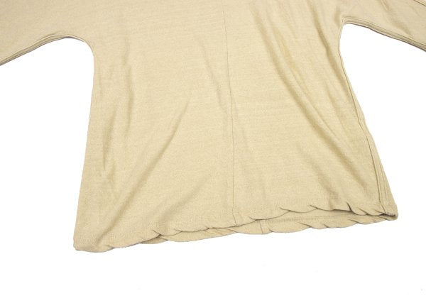 Plantation Cotton Linen Center Seam Long Shirt Beige Size M