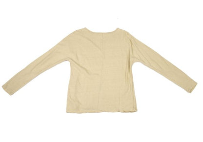Plantation Cotton Linen Center Seam Long Shirt Beige Size M