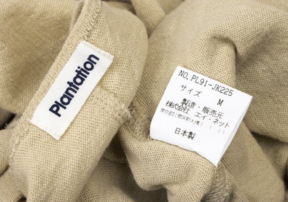 Plantation Cotton Linen Center Seam Long Shirt Beige Size M