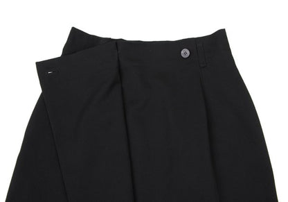 Plantation Wool Gabardine Half Wrap Skirt Black Size M