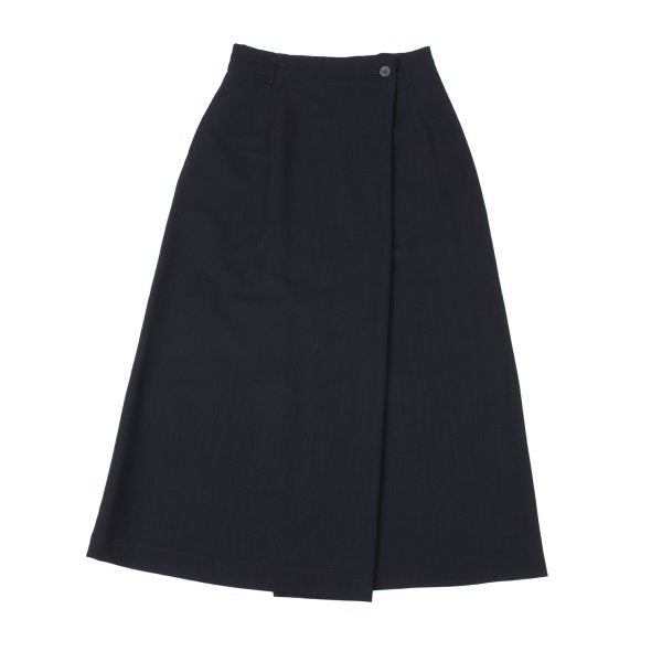 Plantation Wool Half Wrap Design Skirt Navy Size M