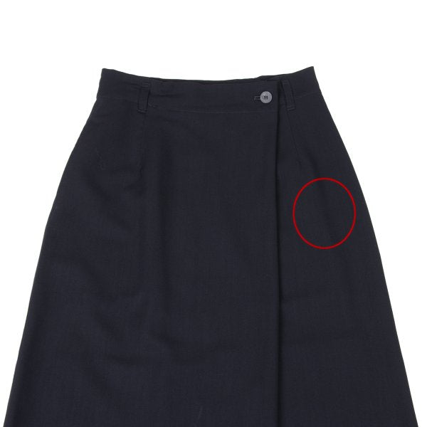 Plantation Wool Half Wrap Design Skirt Navy Size M