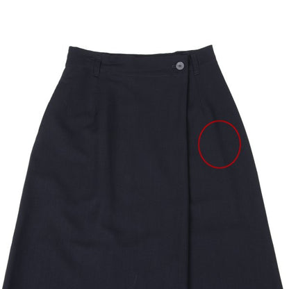 Plantation Wool Half Wrap Design Skirt Navy Size M