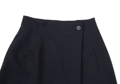Plantation Wool Half Wrap Design Skirt Navy Size M