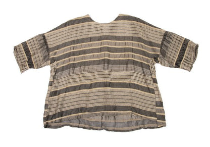 ISSEY MIYAKE HaaT Pile Stripe Jacquard Blouse Beige Size 2