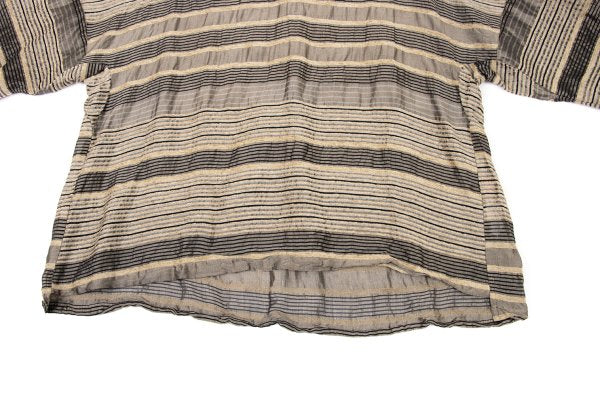 ISSEY MIYAKE HaaT Pile Stripe Jacquard Blouse Beige Size 2