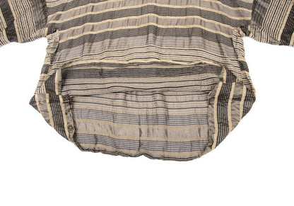 ISSEY MIYAKE HaaT Pile Stripe Jacquard Blouse Beige Size 2