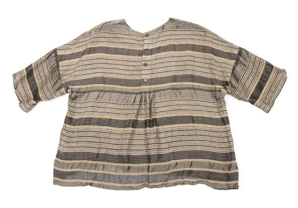 ISSEY MIYAKE HaaT Pile Stripe Jacquard Blouse Beige Size 2