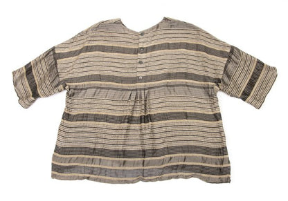 ISSEY MIYAKE HaaT Pile Stripe Jacquard Blouse Beige Size 2