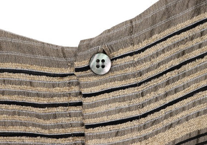 ISSEY MIYAKE HaaT Pile Stripe Jacquard Blouse Beige Size 2