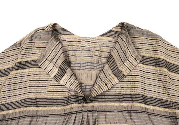 ISSEY MIYAKE HaaT Pile Stripe Jacquard Blouse Beige Size 2
