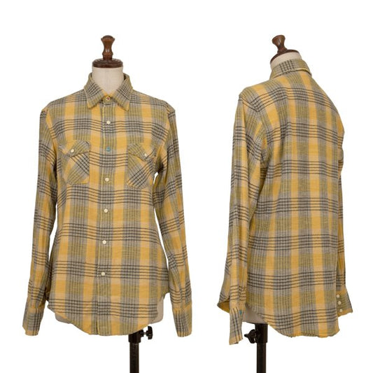 45rpm Cut-off Snap Button Check Flannel Shirt Yellow Size 2
