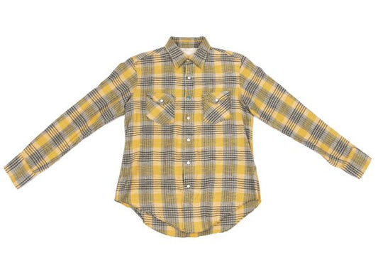 45rpm Cut-off Snap Button Check Flannel Shirt Yellow Size 2