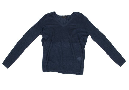 Theory Linen Rayon V-Neck Knit Sweater Navy Size S