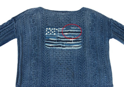 POLO RALPH LAUREN Flag Jacquard Cable Sweater Blue Size M