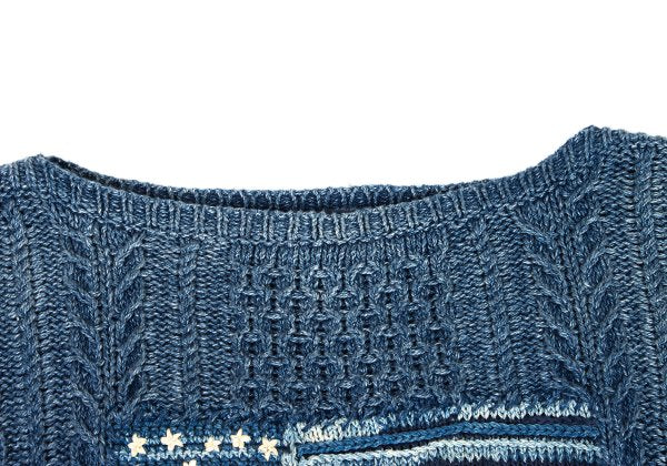 POLO RALPH LAUREN Flag Jacquard Cable Sweater Blue Size M