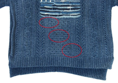 POLO RALPH LAUREN Flag Jacquard Cable Sweater Blue Size M