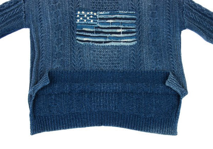 POLO RALPH LAUREN Flag Jacquard Cable Sweater Blue Size M