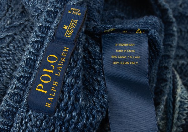POLO RALPH LAUREN Flag Jacquard Cable Sweater Blue Size M
