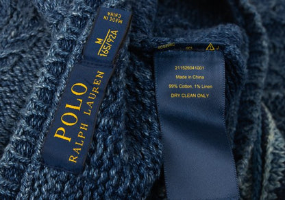 POLO RALPH LAUREN Flag Jacquard Cable Sweater Blue Size M