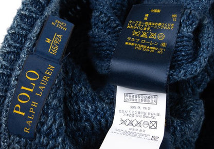POLO RALPH LAUREN Flag Jacquard Cable Sweater Blue Size M