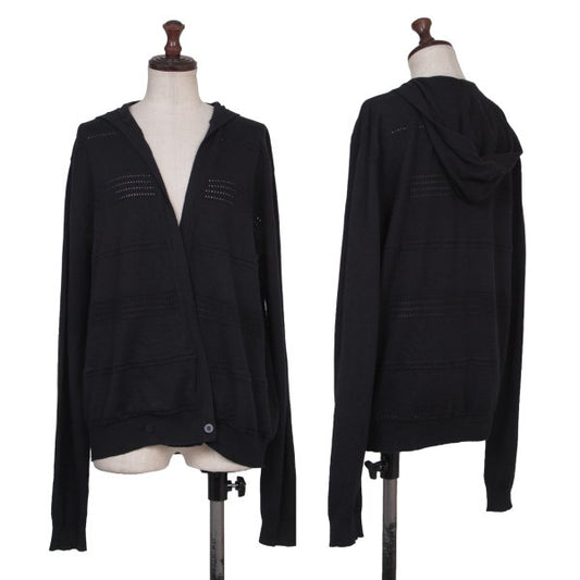 MAX&Co Lace Jacquard Hooded Knit Cardigan Black Size L