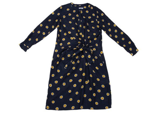 MAX&Co Hand Painted Dot Print Midi Dress Navy Yellow Size 48