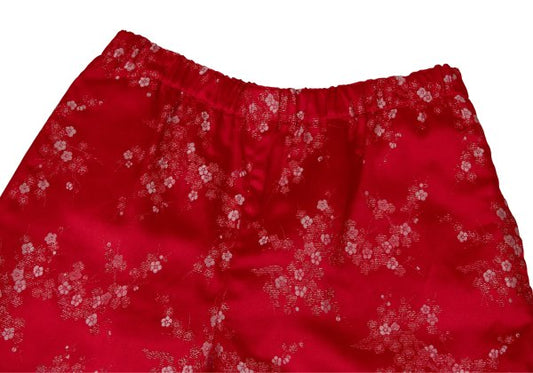 COMME des GARCONS Lame Thread Floral Pants Red Size S